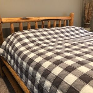 Pottery Barn King Buffalo Plaid Gray and White Quilt